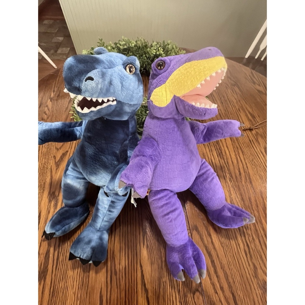 Build A Bear Workshop BAB Talks Blue & Purple T-Rex Dinosaur Plush 17" Toy